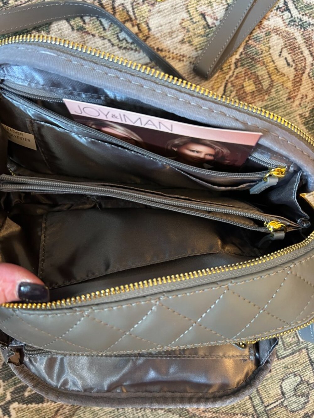 Joy Mangano & Iman Quilted Leather Crossbody Bag With Two Straps - Picture 5 of 5